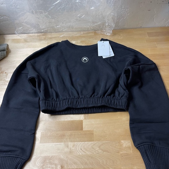 Marine Serre Women's Cropped Sweatshirt Black 99 Size XS - Picture 4 of 15